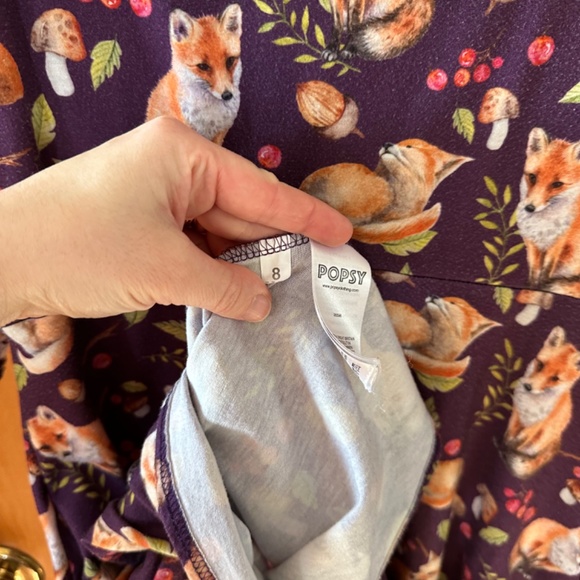 Popsy Vicky purple fox dress size UK 8 - Picture 3 of 4